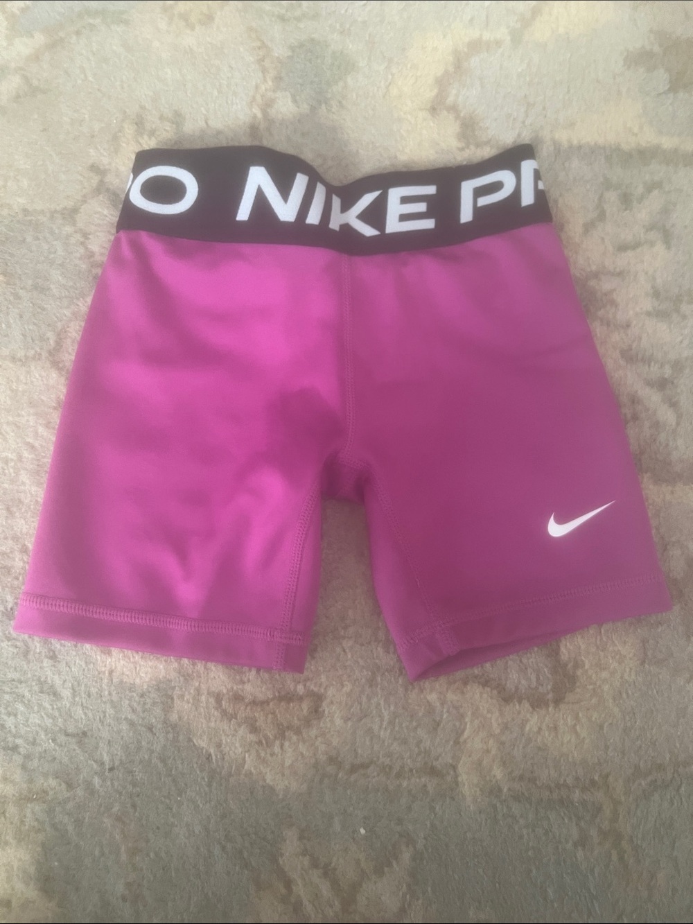 Nike Pro Kids Magenta Bike Shorts with Black Waistband